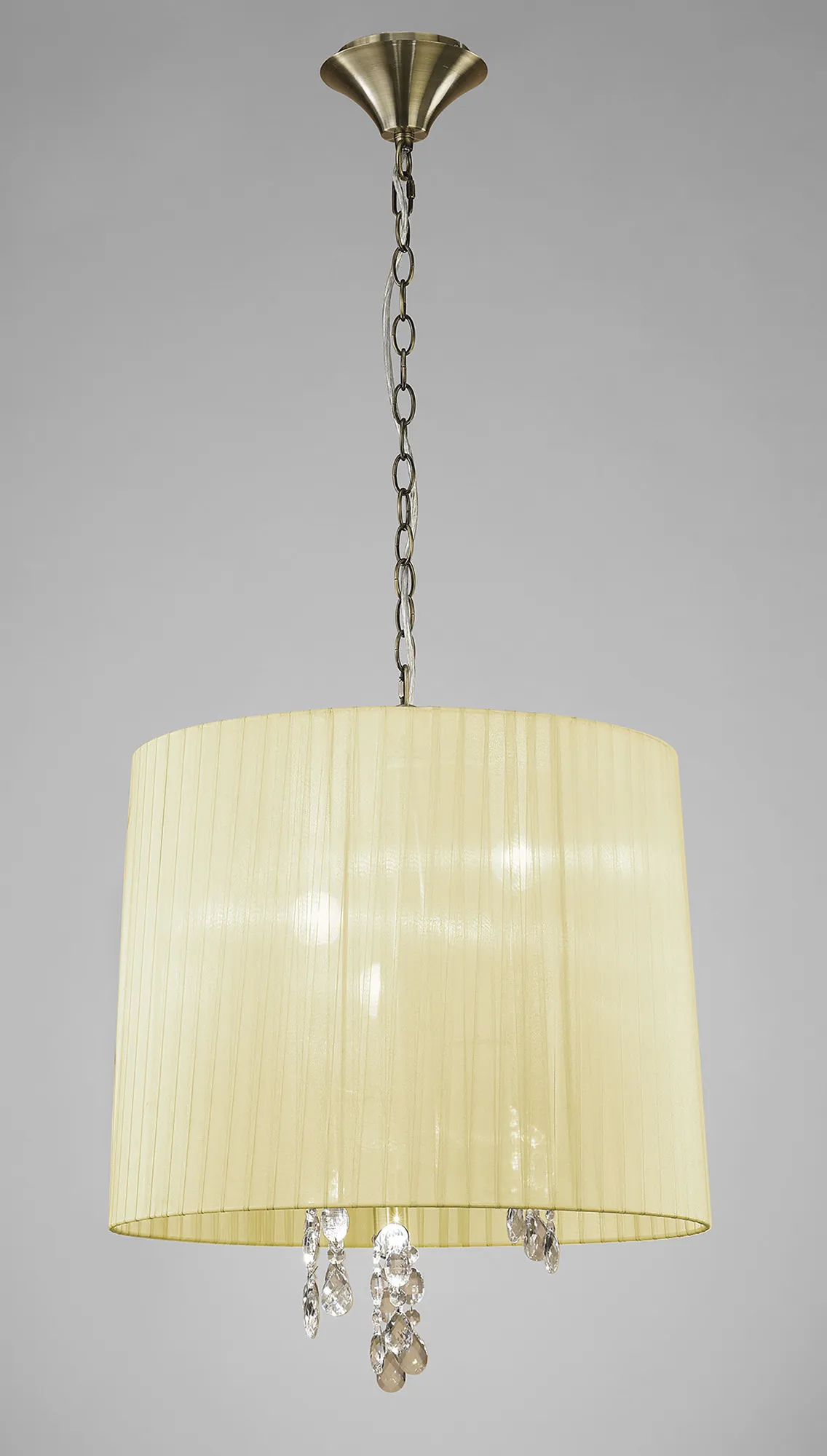 Tiffany Antique Brass-Cream Crystal Ceiling Lights Mantra Shaded Crystal Fittings